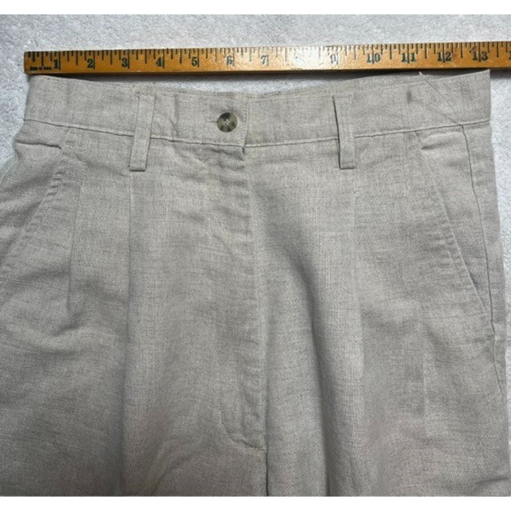 VTG Woolrich Women's Sz 8 Measure 23in Pleated Linen High Rise Shorts Tan- 2176 - Picture 4 of 7